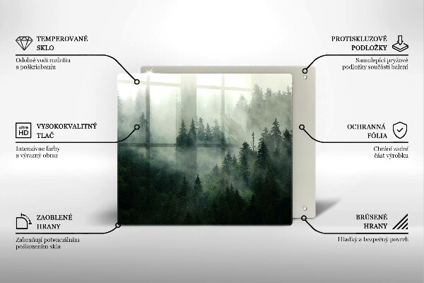 Placă protecție plita Peisaj de pădure cu ceață