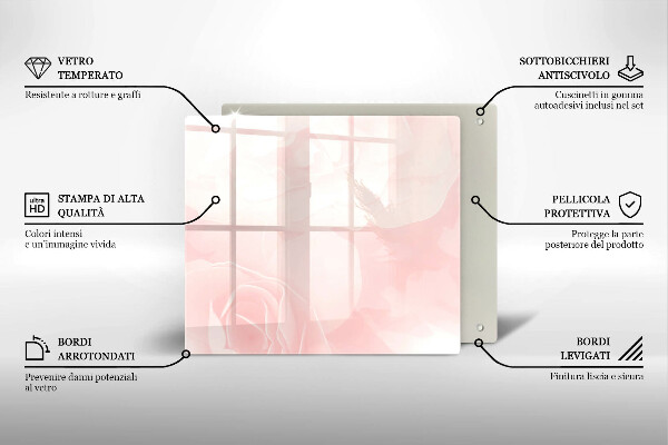 Placă protecție plita Fundal de trandafiri pastel