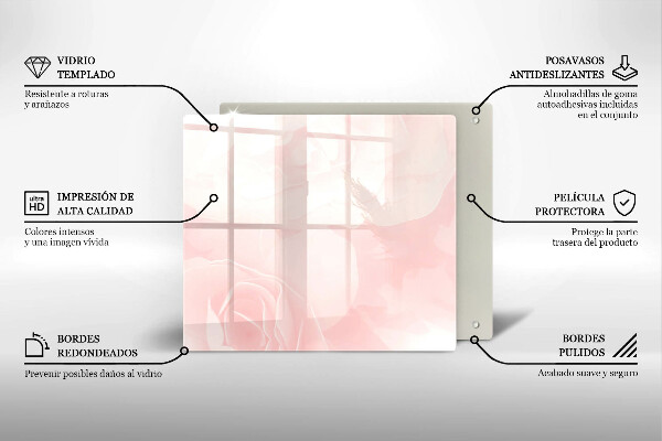 Placă protecție plita Fundal de trandafiri pastel