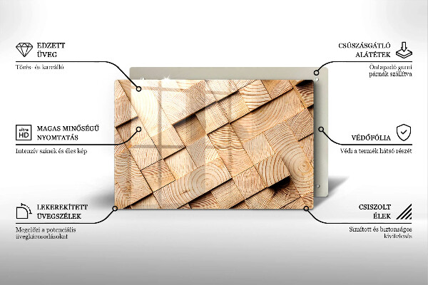 Placă din sticla protectie perete Pătrate de lemn