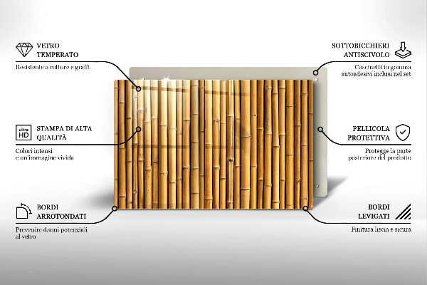 Placă sticla protectie aragaz Natura boho bambus