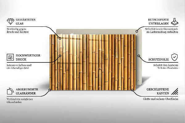 Placă sticla protectie aragaz Natura boho bambus