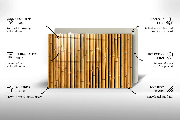 Placă sticla protectie aragaz Natura boho bambus
