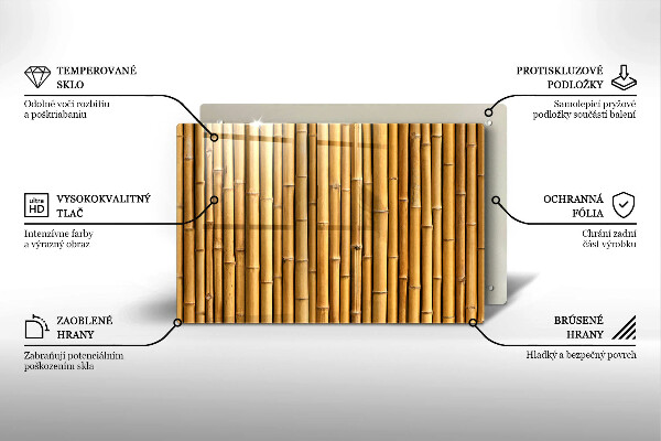 Placă sticla protectie aragaz Natura boho bambus