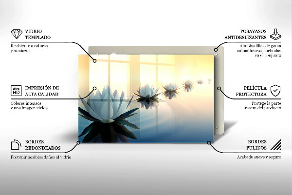 Placă sticla protectie aragaz Flori de crin pe apă