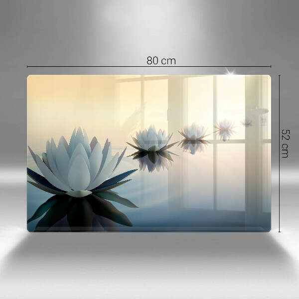 Placă sticla protectie aragaz Flori de crin pe apă