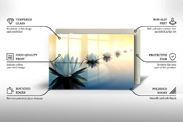 Placă sticla protectie aragaz Flori de crin pe apă