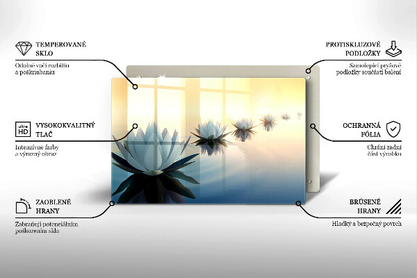 Placă sticla protectie aragaz Flori de crin pe apă