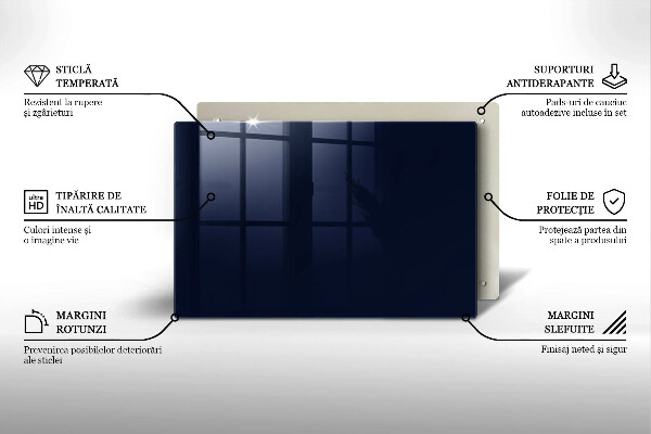 Placă sticla protectie aragaz Albastru marin