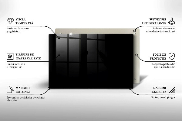 Placă sticla protectie aragaz Culoare neagra