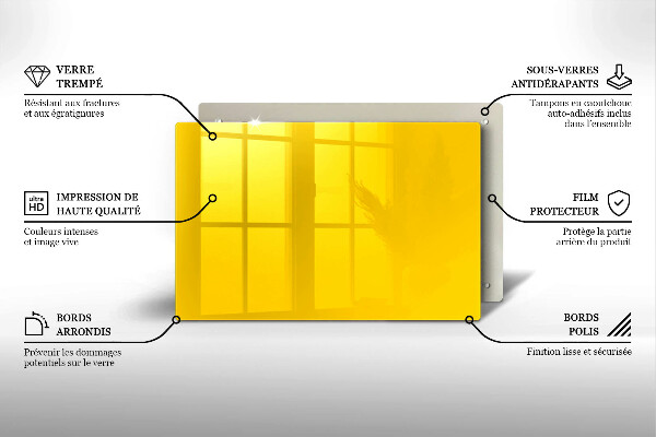 Placă sticla protectie aragaz Galben