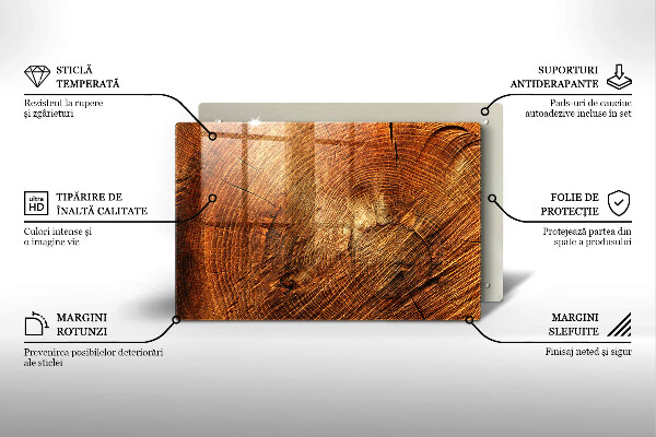 Placă sticla protectie aragaz Granul de lemn al copacului