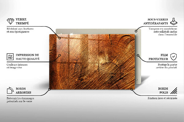 Placă sticla protectie aragaz Granul de lemn al copacului