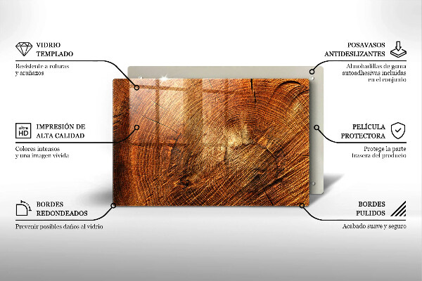 Placă sticla protectie aragaz Granul de lemn al copacului