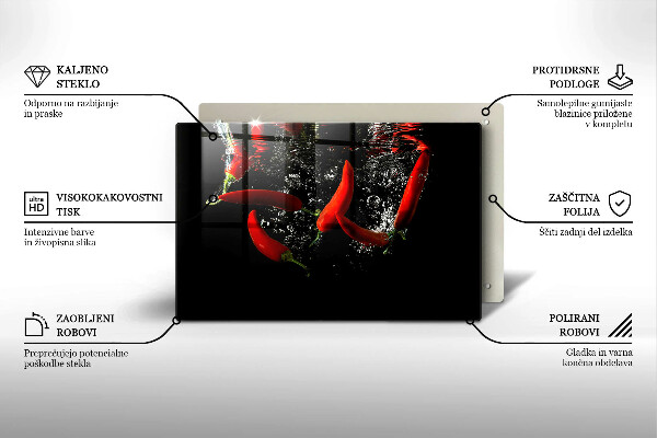 Placă sticla protectie aragaz Ardei iute în apă