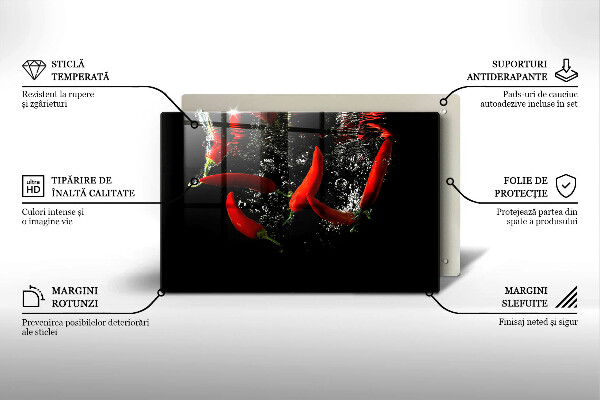 Placă sticla protectie aragaz Ardei iute în apă