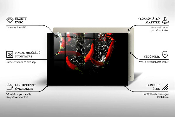 Placă sticla protectie aragaz Ardei iute în apă