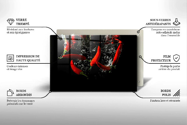 Placă sticla protectie aragaz Ardei iute în apă