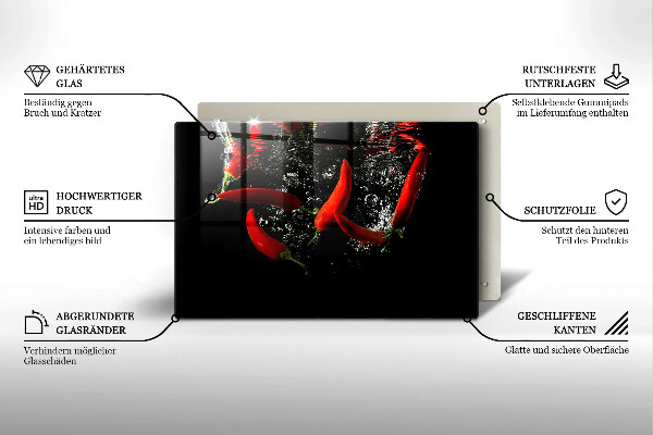 Placă sticla protectie aragaz Ardei iute în apă