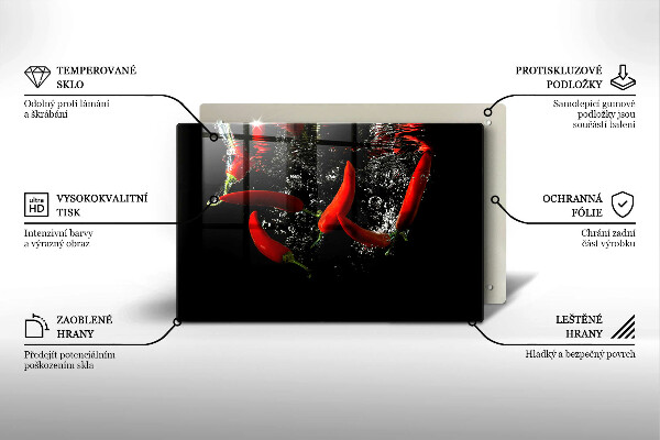 Placă sticla protectie aragaz Ardei iute în apă