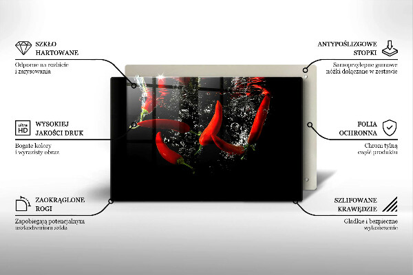 Placă sticla protectie aragaz Ardei iute în apă