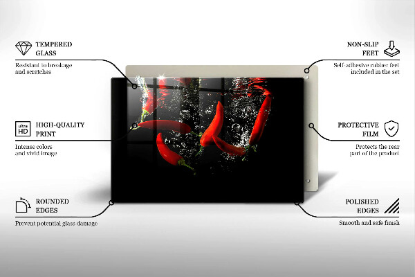 Placă sticla protectie aragaz Ardei iute în apă