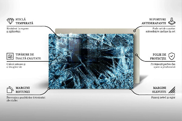 Placă din sticla protectie perete Structură de gheață ascuțită