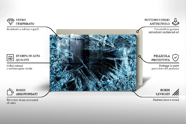 Placă din sticla protectie perete Structură de gheață ascuțită