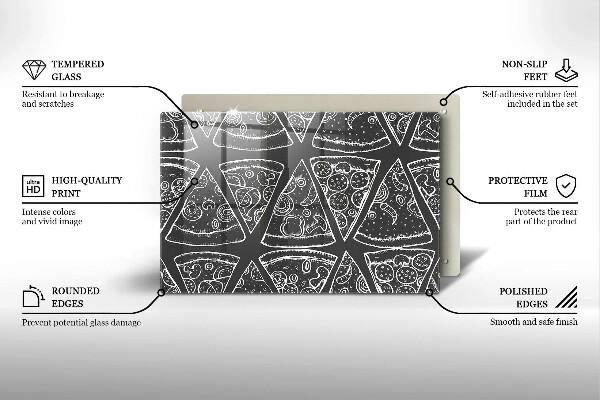 Placă din sticla protectie perete Ilustrație de pizza