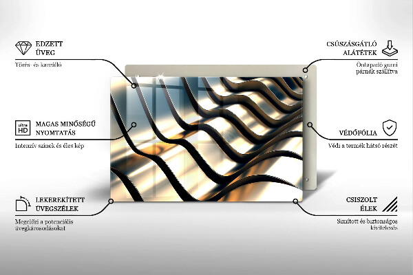 Placă sticla protectie aragaz Forme metalice 3D