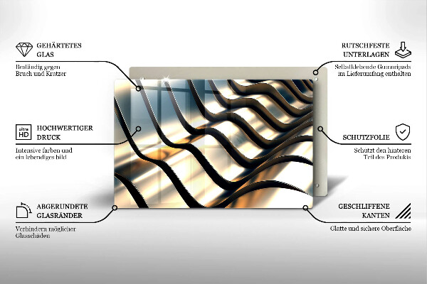 Placă sticla protectie aragaz Forme metalice 3D