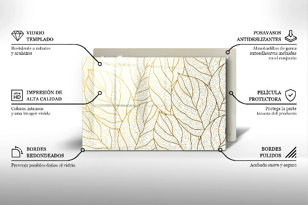 Placă sticla protectie aragaz Model de frunze în linie
