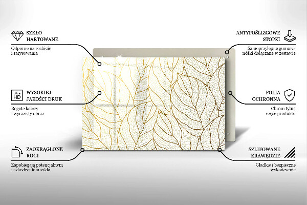 Placă sticla protectie aragaz Model de frunze în linie