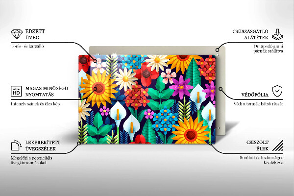 Placă sticla protectie aragaz Ilustrație de luncă cu flori