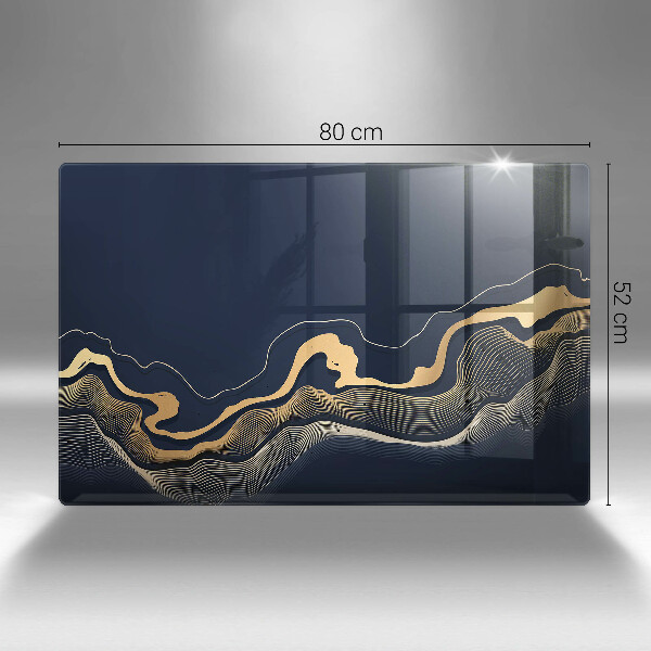 Placă sticla protectie aragaz Linii aurii abstracte