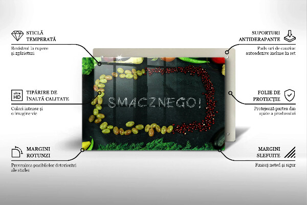 Placă din sticla protectie perete Inscripție Smacznego!