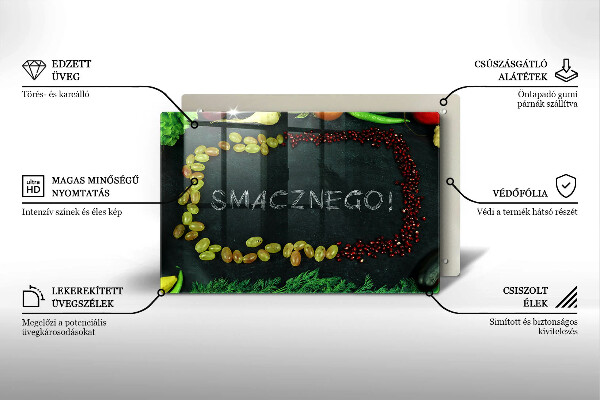 Placă din sticla protectie perete Inscripție Smacznego!