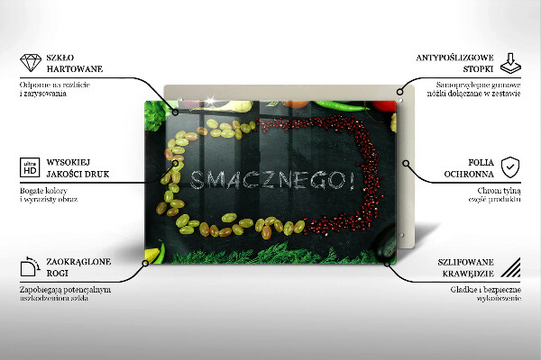 Placă din sticla protectie perete Inscripție Smacznego!
