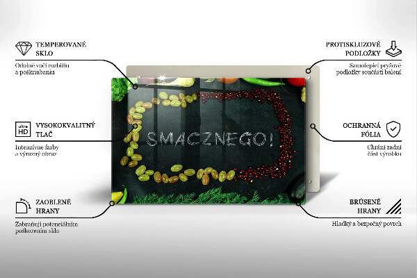 Placă din sticla protectie perete Inscripție Smacznego!