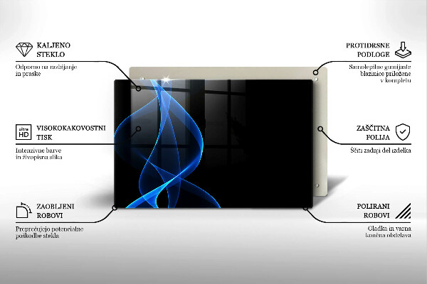 Placă din sticla protectie perete Linii albastre de fum