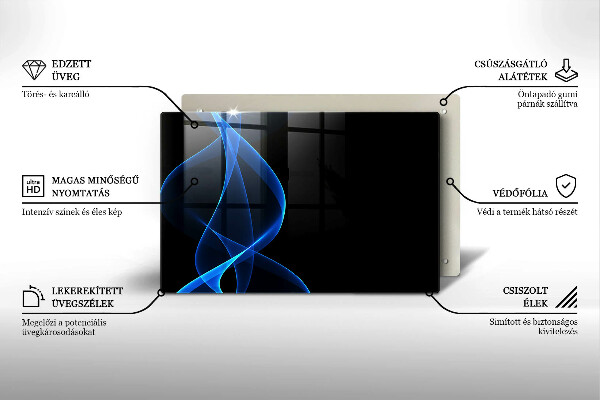 Placă din sticla protectie perete Linii albastre de fum