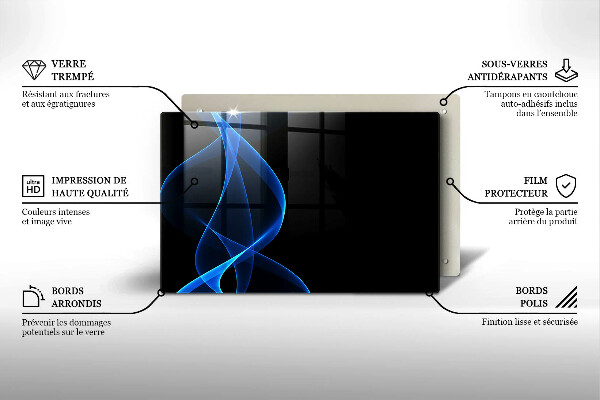 Placă din sticla protectie perete Linii albastre de fum