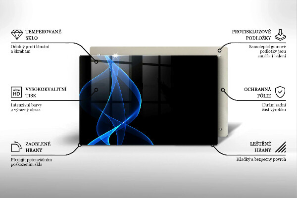 Placă din sticla protectie perete Linii albastre de fum