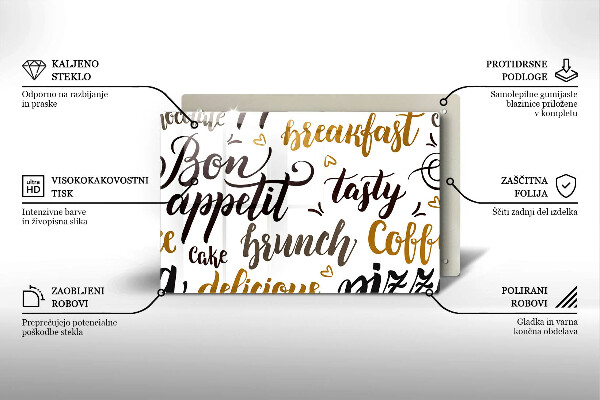 Placă din sticla protectie perete Bon appetit