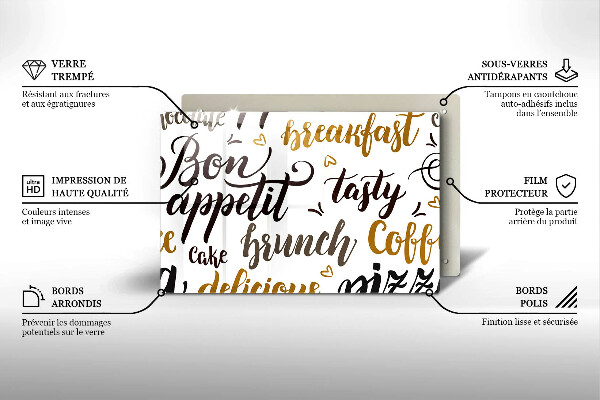 Placă din sticla protectie perete Bon appetit