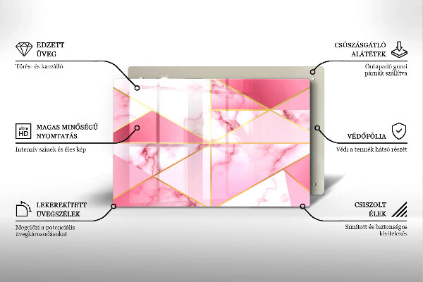 Placă sticla protectie aragaz Marmură geometrică