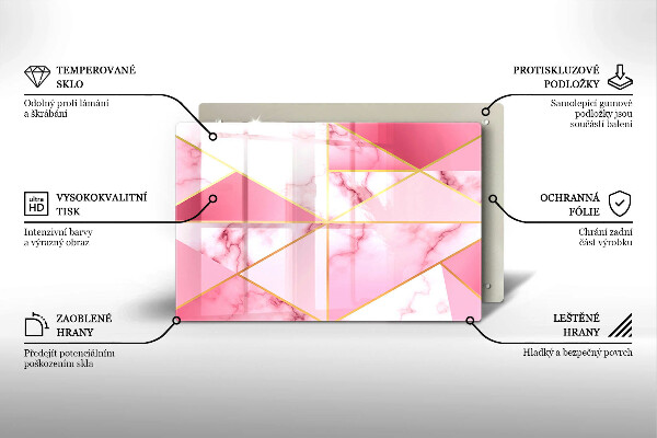 Placă sticla protectie aragaz Marmură geometrică