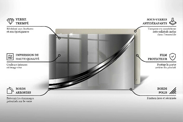 Placă sticla protectie aragaz Abstracția metalului