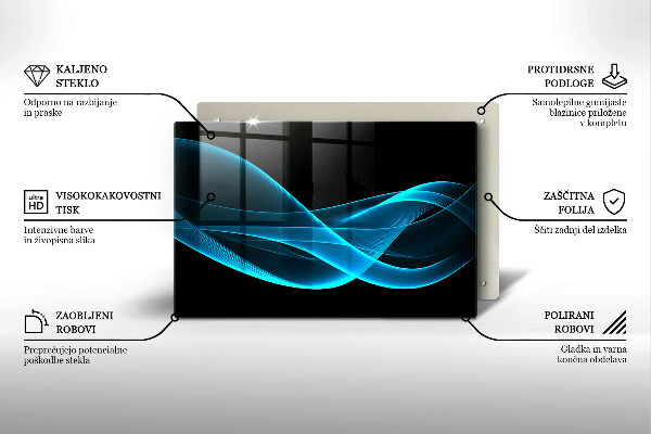 Placă sticla protectie aragaz Abstracția albastră