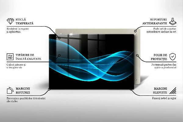 Placă sticla protectie aragaz Abstracția albastră